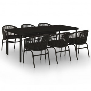 Juego de comedor para jardín 7 piezas negro H