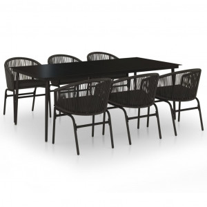 Juego de comedor para jardín 7 piezas negro H
