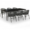 Juego de comedor de jardín 7 piezas ratán sintético gris 2