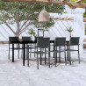 7 pcs conjunto de jantar para jardim preto 1