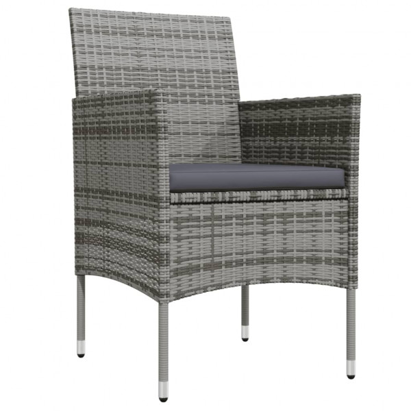 Juego de comedor de jardín 7 piezas con cojines gris y negro M 3