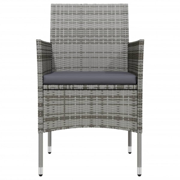 Juego de comedor para jardín 9 piezas con cojines gris y negro M 4