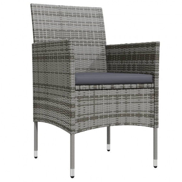 Juego de comedor para jardín 9 piezas con cojines gris y negro M 3