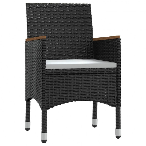 Juego de comedor de jardín 7 piezas con cojines negro M 3