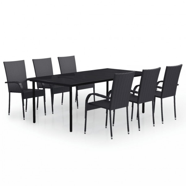 Juego de comedor para jardín 7 piezas negro D