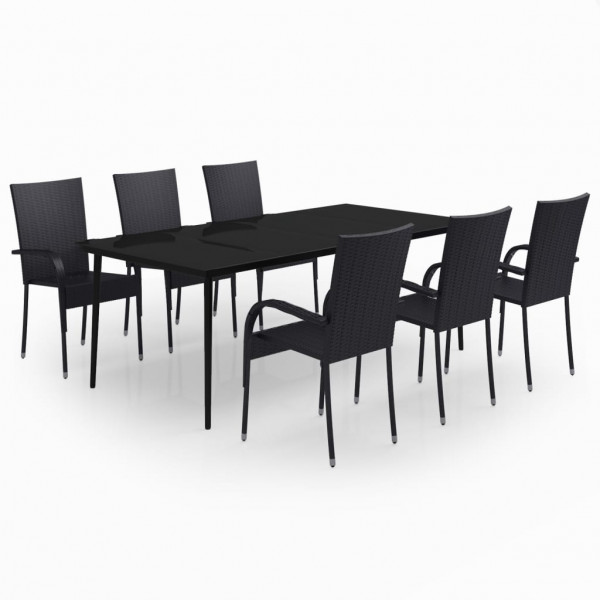 Juego de comedor para jardín 7 piezas negro M 2