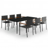 Juego de comedor para jardín 7 piezas negro 2