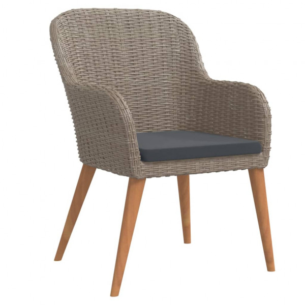 9 pcs conjunto de jantar para jardim com almofadões castanho M 3