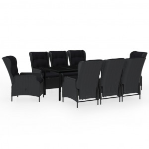 9 pcs conjunto de jantar para jardim cinzento-escuro H