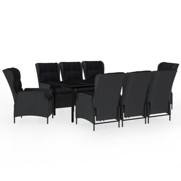 Juego de comedor para jardín 9 piezas gris oscuro M 2