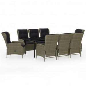 Juego de comedor para jardín 9 piezas marrón H