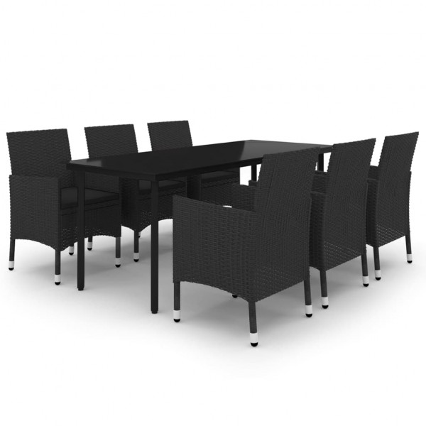 Set comedor de jardín 7 pzas y cojines ratán sintético y vidrio M 2