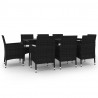 Set comedor de jardín 9 pzas y cojines ratán sintético y vidrio 2