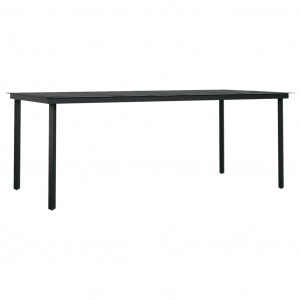 Mesa de comedor para jardín acero y vidrio negro 200x100x74 cm H