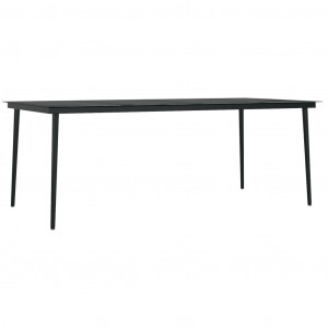 Mesa de comedor para jardín acero y vidrio negro 200x100x74 cm H