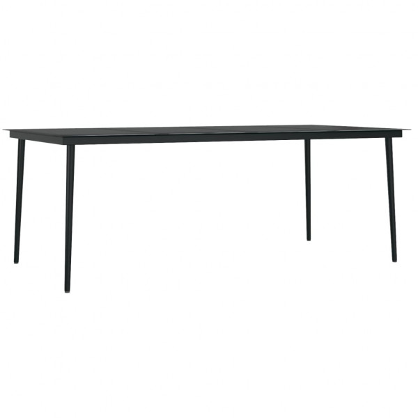 Mesa de jantar para jardim 200x100x74 cm aço e vidro preto M 2