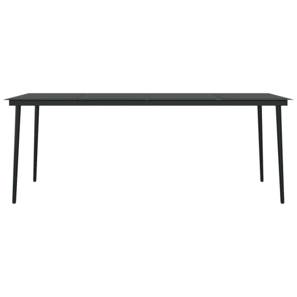 Mesa de jantar para jardim 200x100x74 cm aço e vidro preto M 3