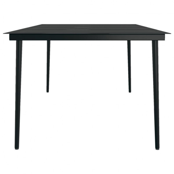 Mesa de jantar para jardim 200x100x74 cm aço e vidro preto M 4