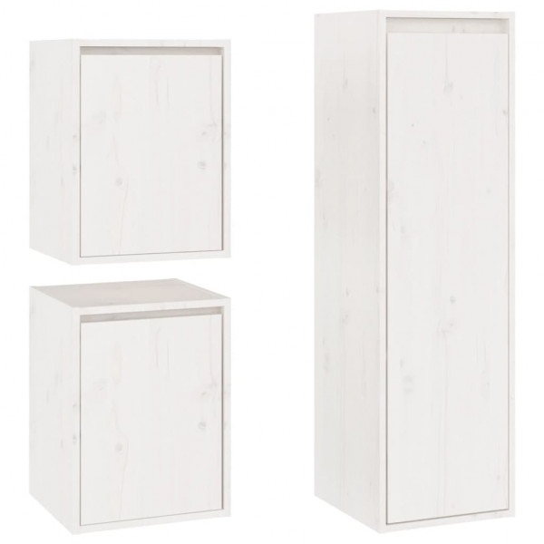 Muebles para TV 3 piezas madera maciza de pino blanco M 2