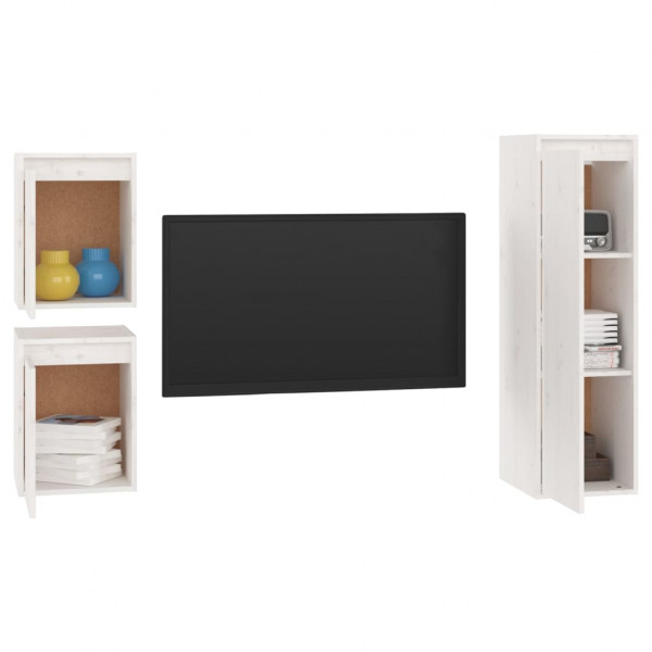 Muebles para TV 3 piezas madera maciza de pino blanco M 4