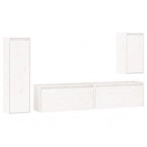 Muebles para TV 4 piezas madera maciza de pino blanco H