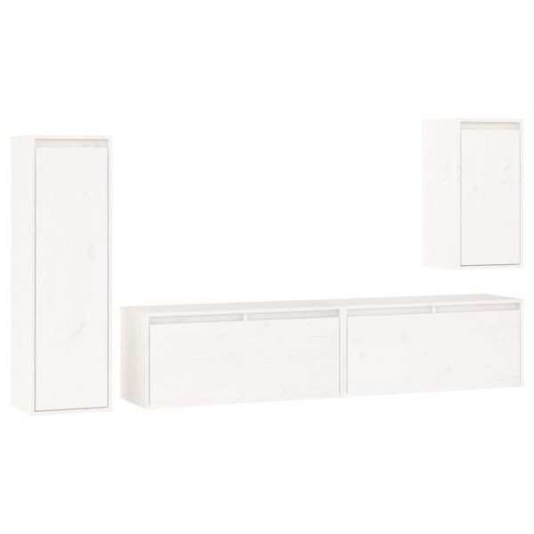 Muebles para TV 4 piezas madera maciza de pino blanco M 2