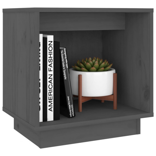 Mesitas de noche 2 uds madera maciza de pino gris 40x30x40 cm M 4