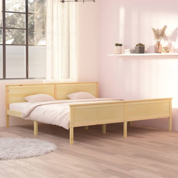 Estructura de cama madera maciza de pino 200x200 cm D