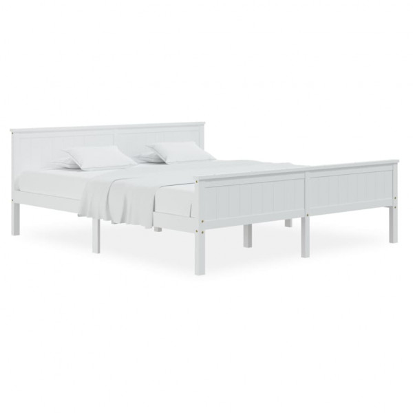 Estrutura de cama 200x200 cm pinho maciço branco M 2