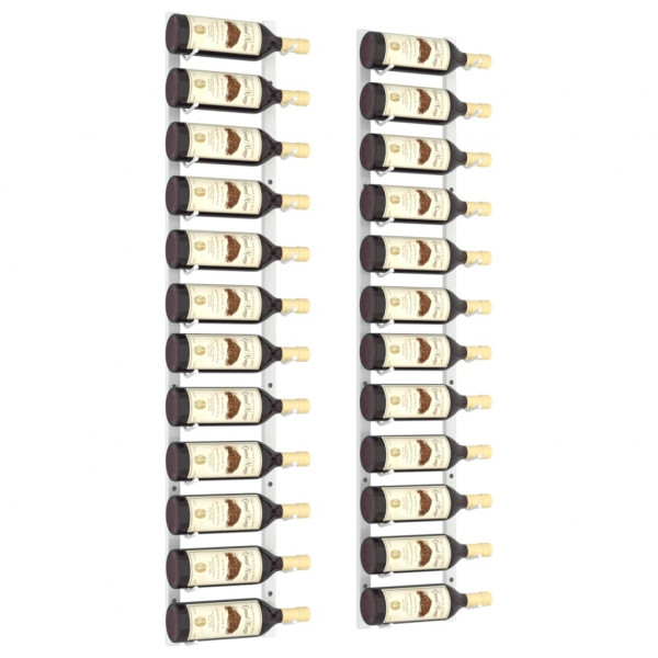 Garrafeira de parede para 12 garrafas 2 pcs ferro branco M 3