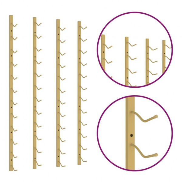 Garrafeira de parede para 12 garrafas 2 pcs ferro dourado M 4