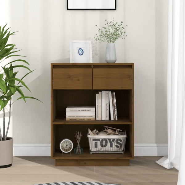 Mesa consola de madera maciza de pino marrón miel 60x34x75 cm D