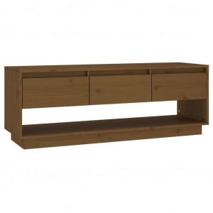 Mueble de TV madera maciza de pino marrón miel 110.5x34x40 cm H