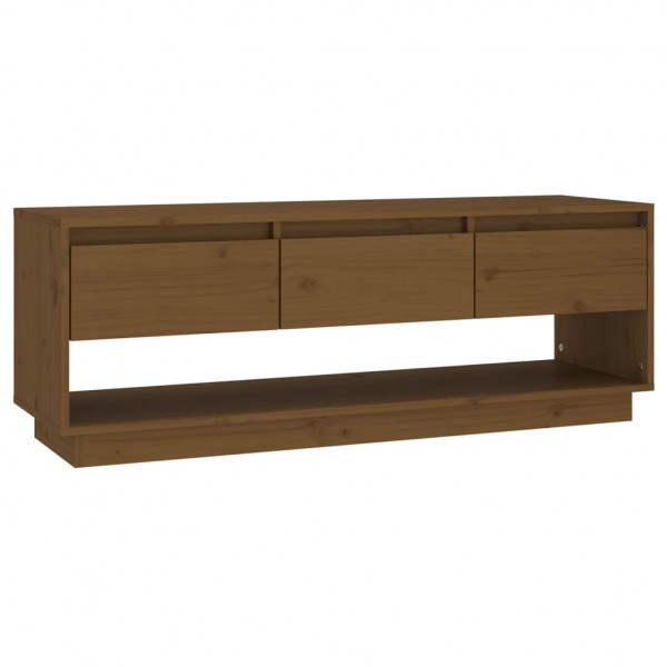 Mueble de TV madera maciza de pino marrón miel 110.5x34x40 cm M 2