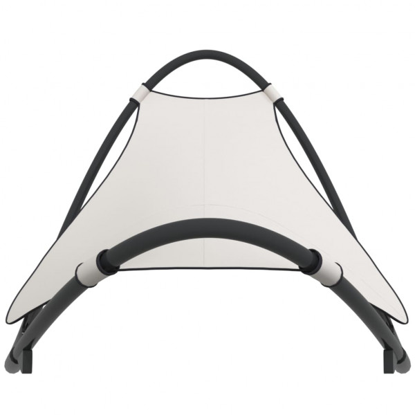 Tumbona mecedora con ruedas acero y tejido textilene crema M 3