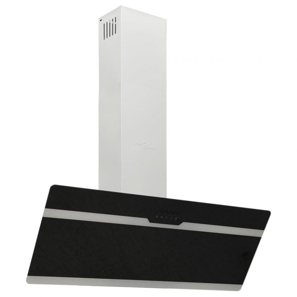 Campana extractora pared acero y vidrio templado negro 90 cm D