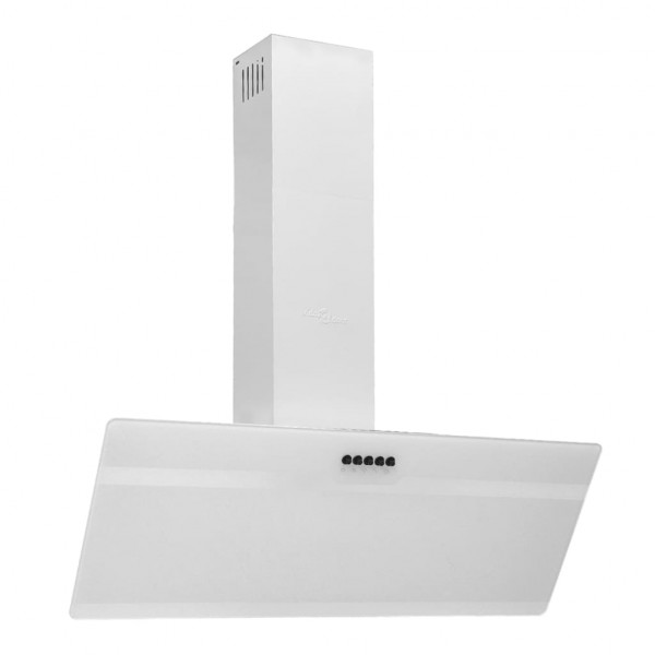 Campana extractora pared acero y vidrio templado blanco 90 cm D