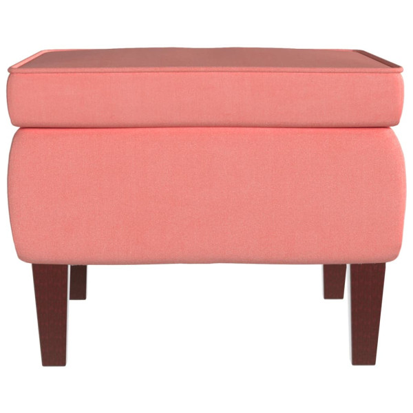 Taburete con patas de madera terciopelo rosa M 3