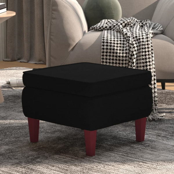 Taburete con patas de madera terciopelo negro D