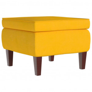 Taburete con patas de madera terciopelo amarillo H