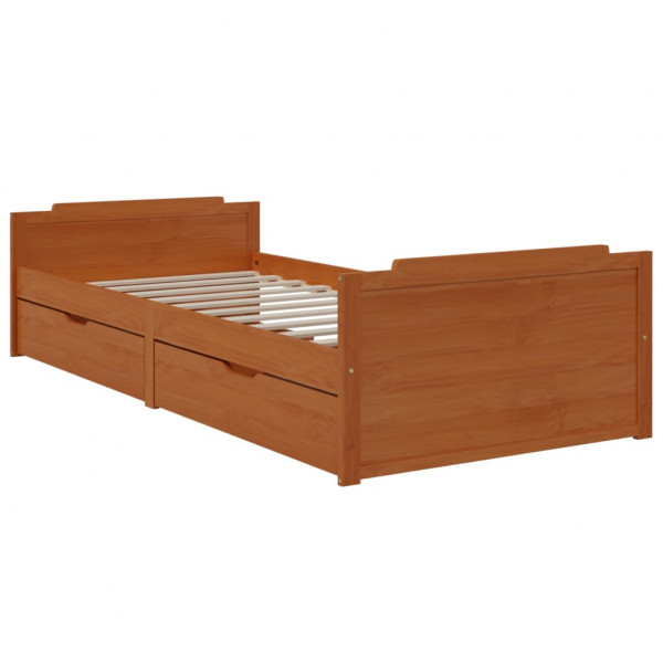 Estructura cama cajones madera maciza de pino marrón 90x200 cm M 3