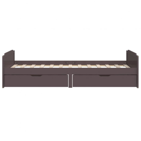 Estructura cama cajones madera de pino marrón oscuro 90x200 cm M 5
