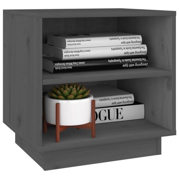 Mesitas de noche 2 uds madera maciza de pino gris 40x34x40 cm M 5