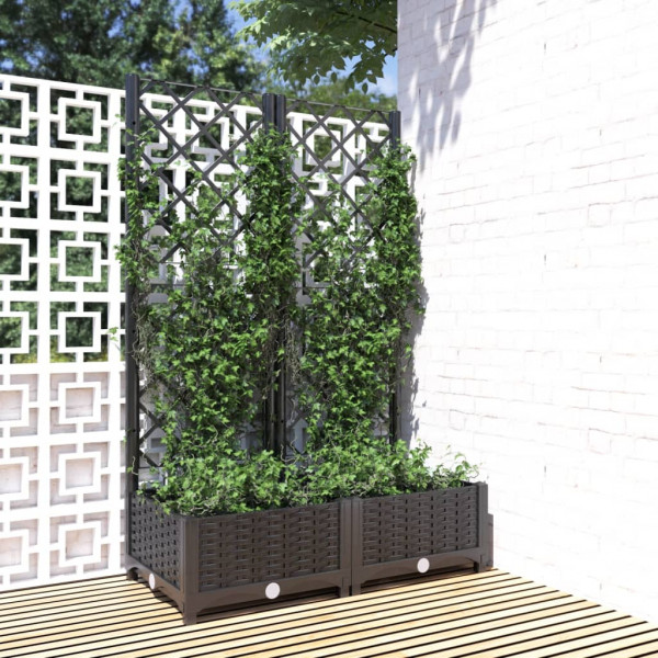 Jardinera con enrejado PP negro 80x40x121.5 cm D