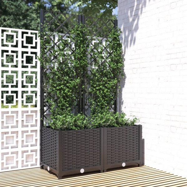 Jardinera con enrejado PP negro 80x40x136 cm D