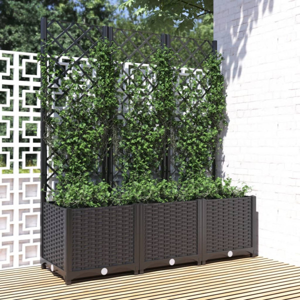 Jardinera con enrejado PP negro 120x40x136 cm D