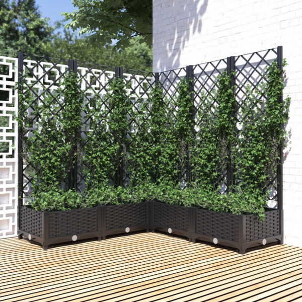 Jardinera con enrejado PP negro 120x120x121.5 cm D