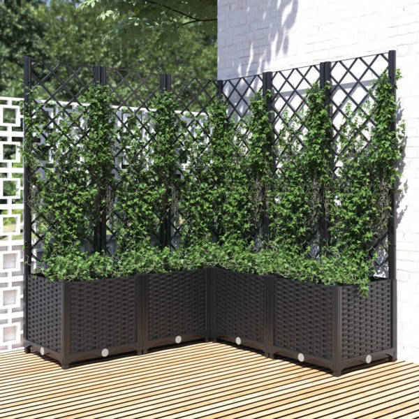 Jardinera con enrejado PP negro 120x120x136 cm D