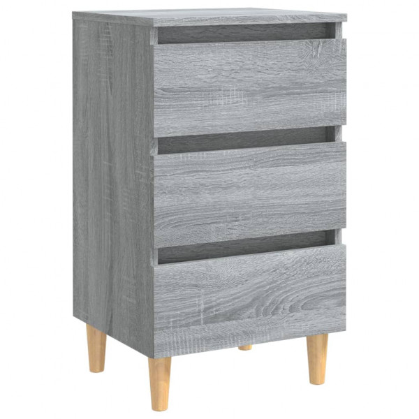 Mesita de noche con patas madera maciza gris Sonoma 40x35x69 cm M 2
