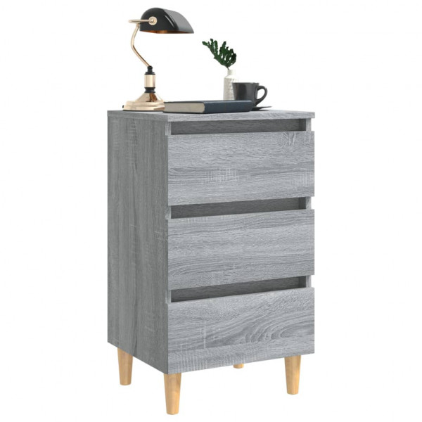 Mesita de noche con patas madera maciza gris Sonoma 40x35x69 cm M 4
